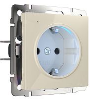 Розетка с заземлением с подсветкой без рамки Werkel 1-м. слоновая кость глянцевый картинка